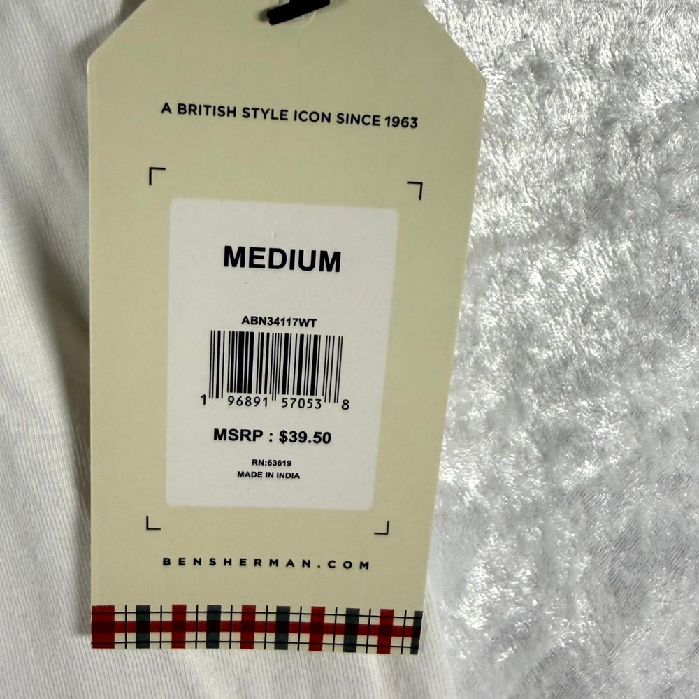 Ben Sherman Mens White Crew Neck Short Sleeve T Shirt Medium Casual Medium‎ - Picture 3 of 7